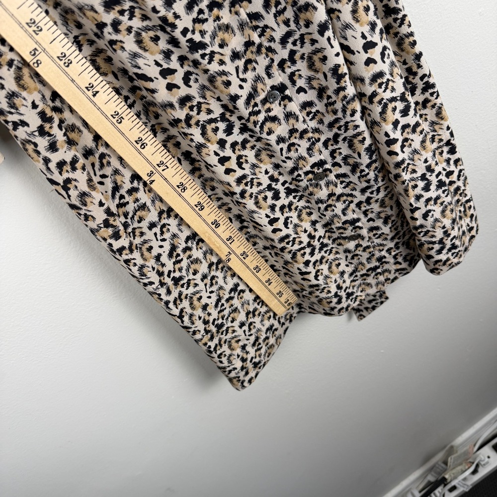 Rebecca Taylor Dress Women's 4 Beige Black Leopard Print Silk Belted Career - Picture 12 of 14